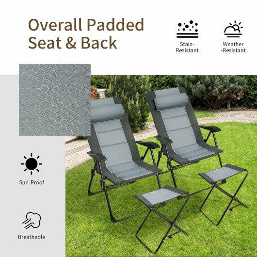 Set of 2 Patiojoy Patio Folding Dining Chair with Ottoman Set Recliner Adjustable-Gray at Set Shop and Smile