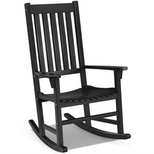 Indoor Outdoor Wooden High Back Rocking Chair-Black at Set Shop and Smile