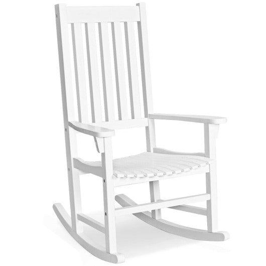 Indoor Outdoor Wooden High Back Rocking Chair-White at Set Shop and Smile