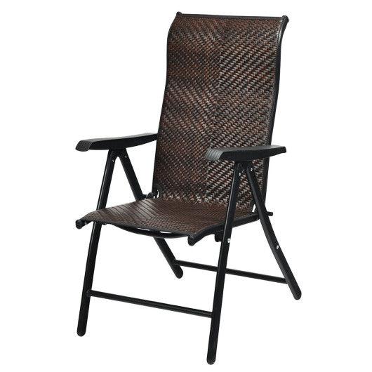 Patio Rattan Folding Chair with Armrest at Set Shop and Smile