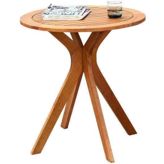 27 InchOutdoor Round Solid Wood Coffee Side Bistro Table at Set Shop and Smile