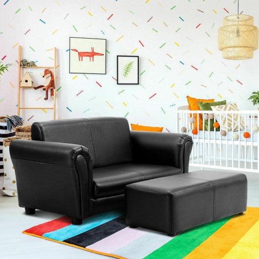 Black/White Kids Double Sofa with Ottoman-Black at Set Shop and Smile