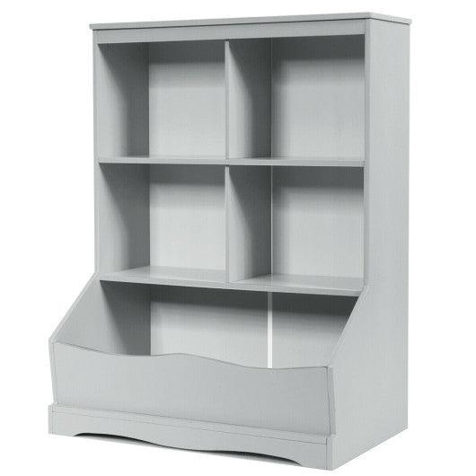 3-Tier Children's Multi-Functional Bookcase Toy Storage Bin Floor Cabinet-Gray at Set Shop and Smile