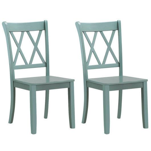 Set of 2 Cross Back Rubber Wood Dining Chairs at Set Shop and Smile