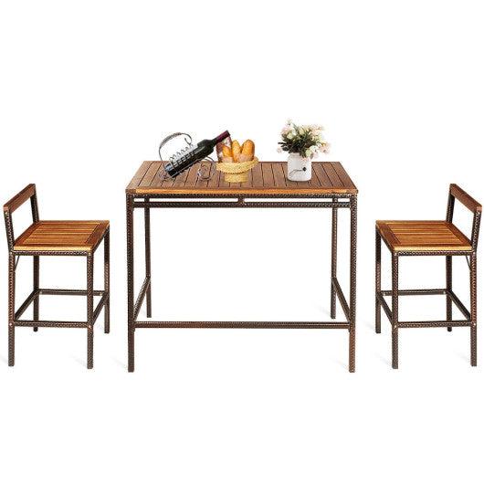 3 Pieces Patio Rattan Wicker Bar Dining Furniture Set at Set Shop and Smile