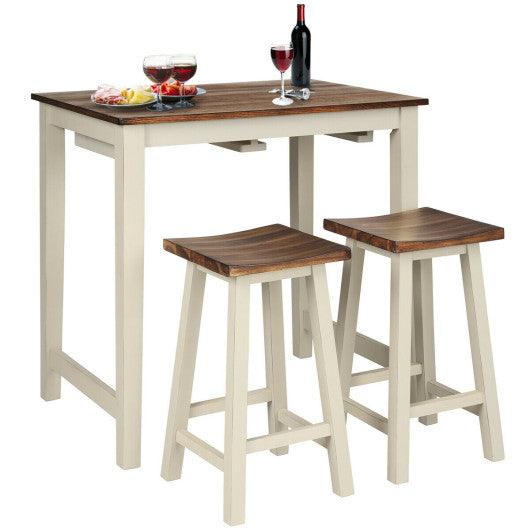 Counter Height Pub Table with 2 Saddle Bar Stools at Set Shop and Smile