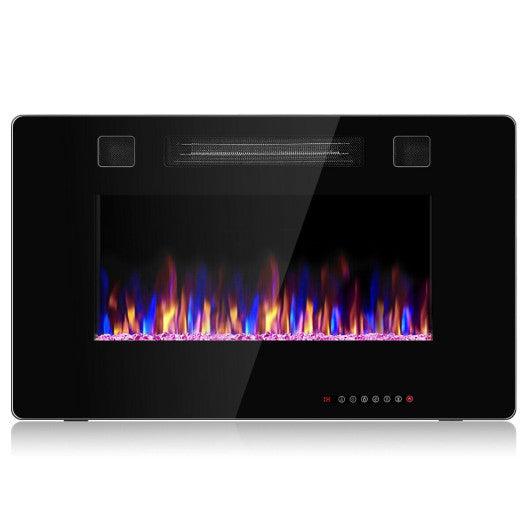 30-Inch Recessed Ultra Thin Electric Fireplace Heater with Glass Appearance at Set Shop and Smile