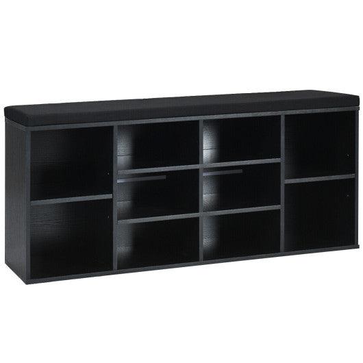 10-Cube Organizer Shoe Storage Bench with Cushion for Entryway-Black at Set Shop and Smile