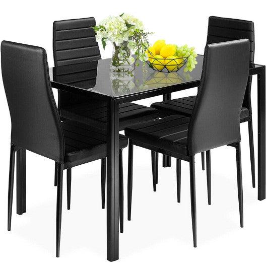 5 Pieces Metal Frame and Glass Tabletop Dining Set at Set Shop and Smile