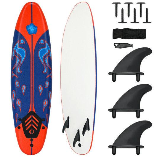 6 Feet Surfboard with 3 Detachable Fins-Red at Set Shop and Smile