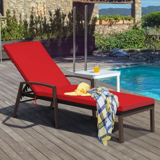Patio Rattan Lounge Chaise Recliner with Back Adjustable Cushioned at Set Shop and Smile