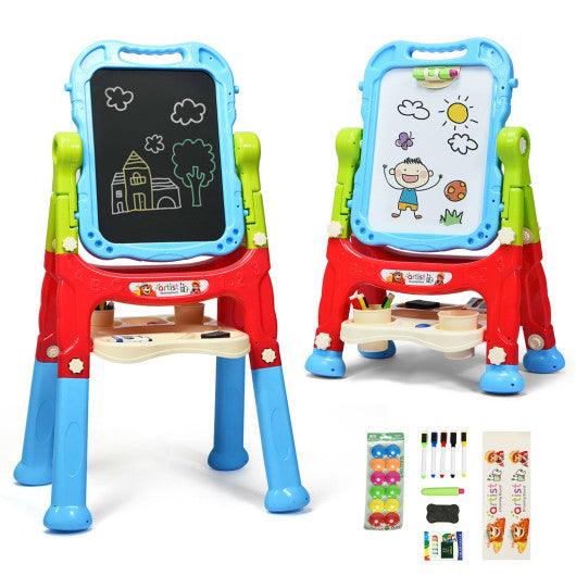 Height Adjustable Kids Art Easel Magnetic Double Sided Board-Blue at Set Shop and Smile