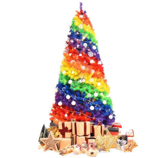 7 Feet Artificial Hinged Traditional Christmas Tree with Metal Stand at Set Shop and Smile