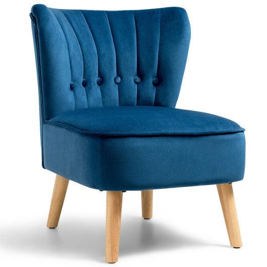 Armless Accent Chair Tufted Velvet Leisure Chair-Blue at Set Shop and Smile