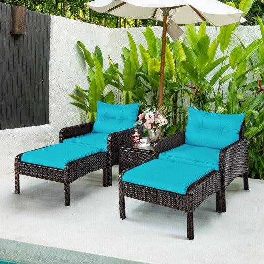 5 Pcs Patio Rattan Furniture Set Sofa at Set Shop and Smile