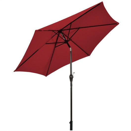 10ft 3 Tier Patio Umbrella Aluminum Sunshade Shelter Double Vented without Base-Burgundy at Set Shop and Smile