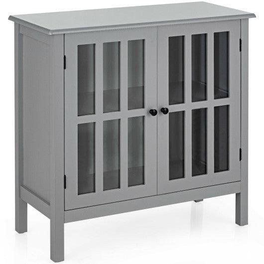 Glass Door Sideboard Console Storage Buffet Cabinet-Gray at Set Shop and Smile