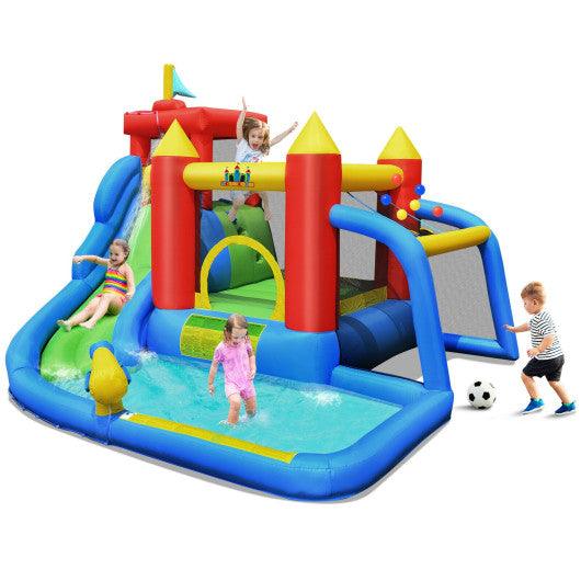 Inflatable Bouncer Bounce House with Water Slide Splash Pool without Blower at Set Shop and Smile