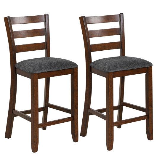 2 Pieces Counter Height Chairs with Fabric Seat and Rubber Wood Legs at Set Shop and Smile