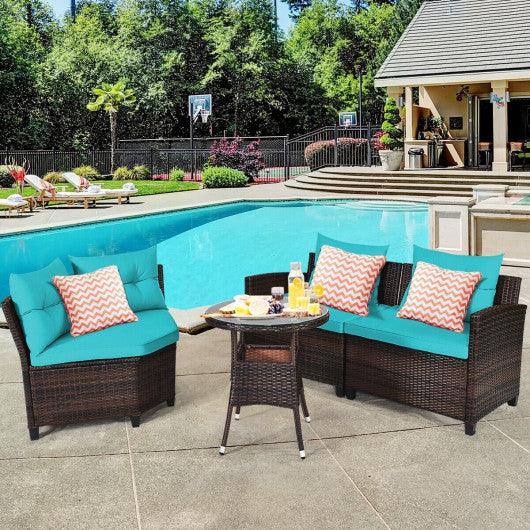 4 Pieces Outdoor Cushioned Rattan Furniture Set-Turquoise at Set Shop and Smile