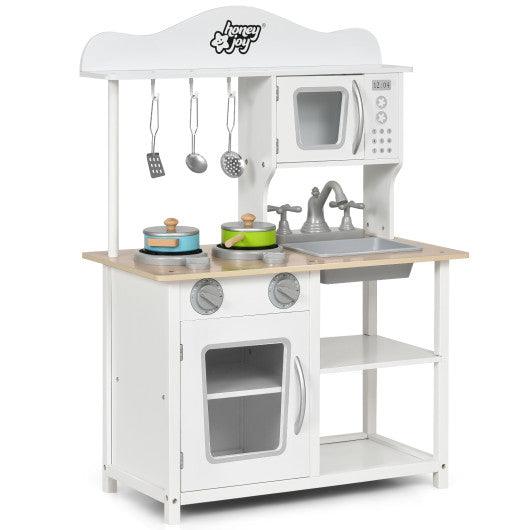 Wooden Pretend Play Kitchen Set for Kids with Accessories and Sink at Set Shop and Smile
