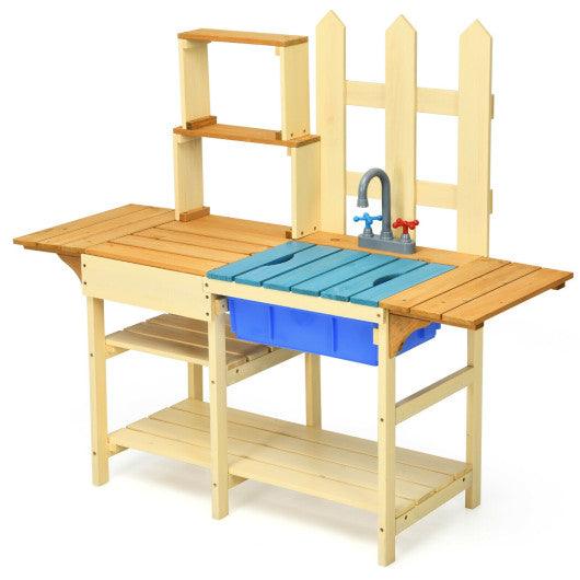 Kid's Outdoor Wooden Pretend Cook Kitchen Playset Toy at Set Shop and Smile
