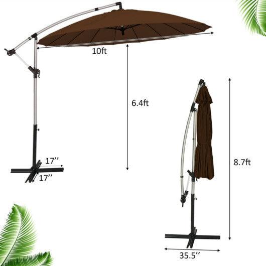 10 Feet Patio Offset Umbrella Market Hanging Umbrella for Backyard Poolside Lawn Garden-Tan at Set Shop and Smile