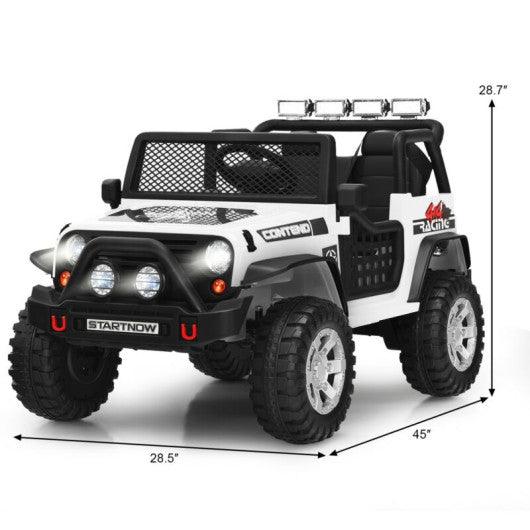 12V Kids Remote Control Electric Ride On Truck Car with Lights and Music -White at Set Shop and Smile