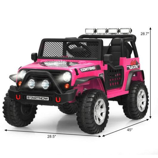 12V Kids Remote Control Electric Ride On Truck Car with Lights and Music -Pink at Set Shop and Smile
