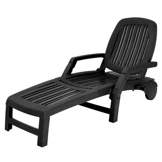 Adjustable Patio Sun Lounger with Weather Resistant Wheels-Black at Set Shop and Smile