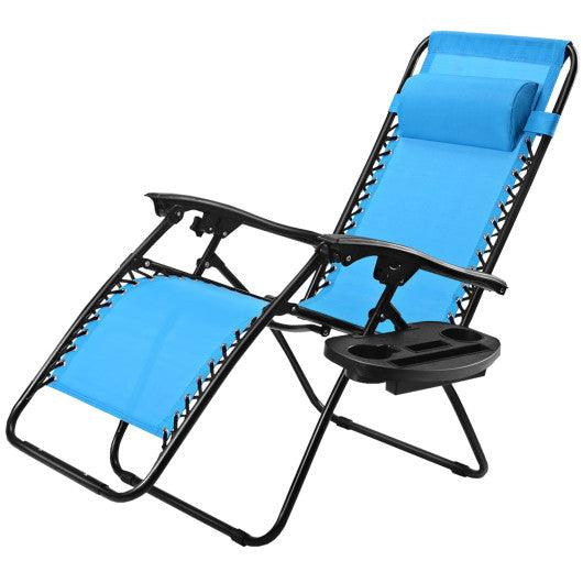 Outdoor Folding Zero Gravity Reclining Lounge Chair-Light Blue at Set Shop and Smile