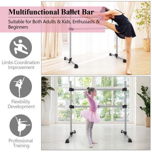 4 Feet Double Ballet Barre Bar with Adjustable Height-Silver at Set Shop and Smile