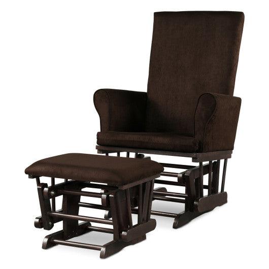 Baby Nursery Relax Rocker Rocking Chair Glider and Ottoman Cushion Set-Brown at Set Shop and Smile