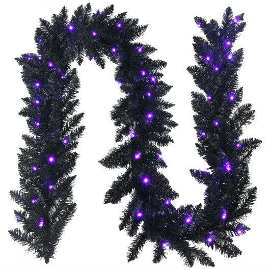 9 Feet Pre-lit Christmas Halloween Garland with 50 Purple LED Lights at Set Shop and Smile