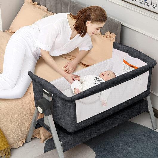 Portable Baby Bedside Sleeper with Adjustable Heights and Angle-Gray at Set Shop and Smile