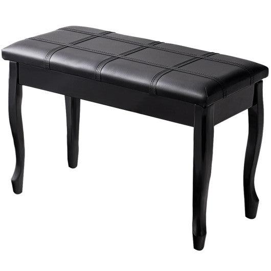 Solid Wood PU Leather Piano Bench with Storage-Black at Set Shop and Smile