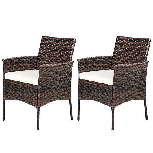 2 Pieces Outdoor PE Rattan Armchairs with Removable Cushions at Set Shop and Smile