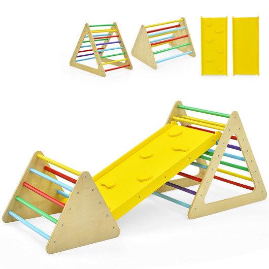 3 in 1 Wooden Set of 2 Triangle Climber with Ramp for Slid at Set Shop and Smile