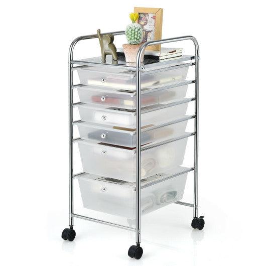 6 Drawers Rolling Storage Cart Organizer-Clear at Set Shop and Smile