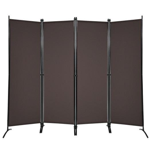 4-Panel Room Divider with Steel Frame-Brown at Set Shop and Smile