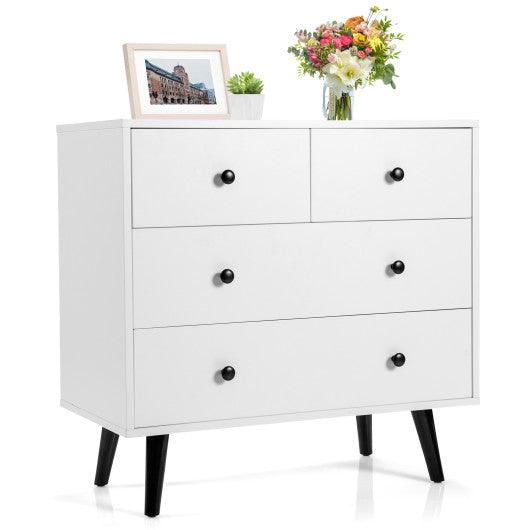 4 Drawers Dresser Chest of Drawers Free Standing Sideboard Cabinet-White at Set Shop and Smile