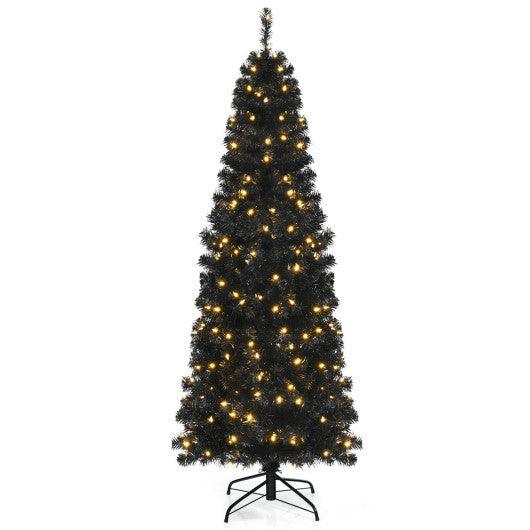 Pre-lit Christmas Halloween Tree with PVC Branch Tips and Warm White Lights-6 ft at Set Shop and Smile