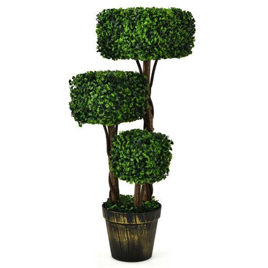 36 Inch Artificial Boxwood Topiary UV Protected Indoor Outdoor Tree at Set Shop and Smile