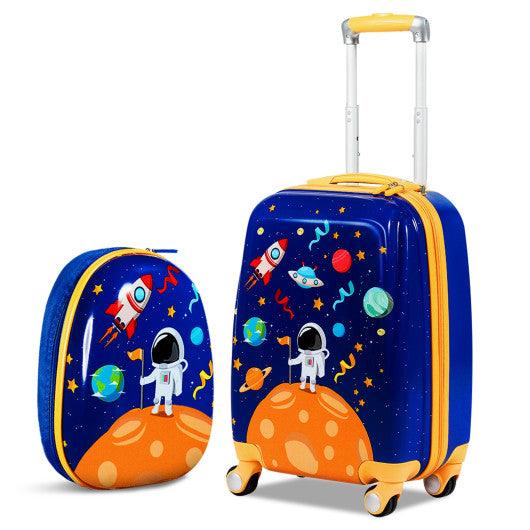 2PC Kids Luggage Set Rolling Suitcase & Backpack-Navy at Set Shop and Smile
