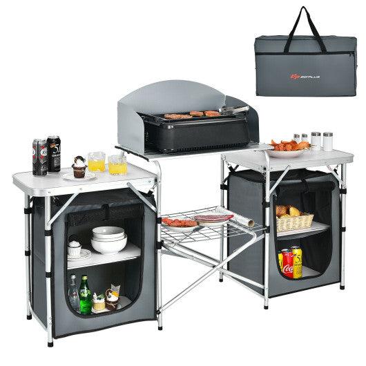 Folding Camping Table with Storage Organizer-Gray at Set Shop and Smile