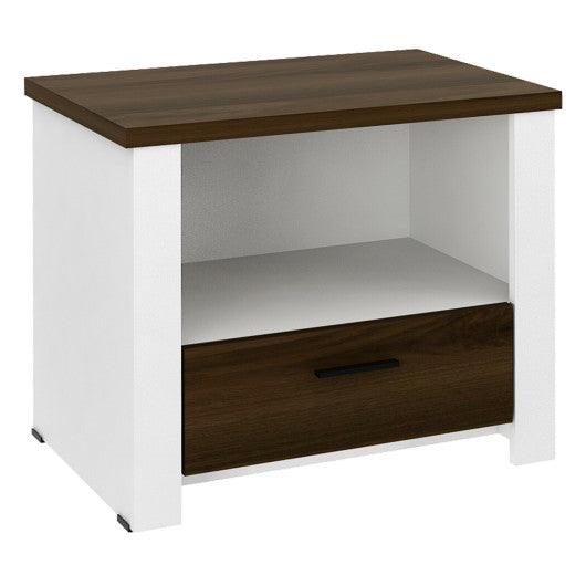 Accent Nightstand with Drawer and Open Shelf at Set Shop and Smile