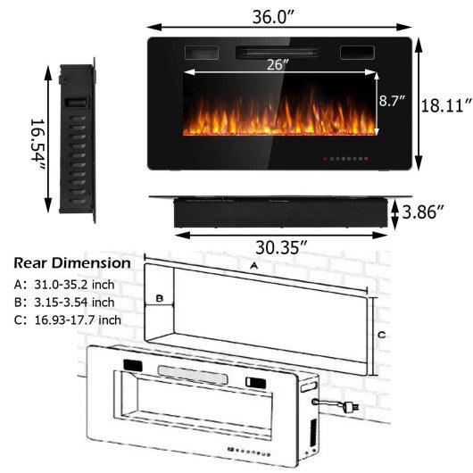 36 Inch Ultra Thin Wall Mounted Electric Fireplace at Set Shop and Smile