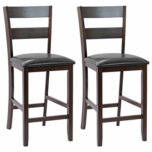 2-Pieces Upholstered Bar Stools Counter Height Chairs with PU Leather Cover at Set Shop and Smile