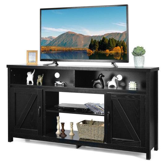 59 Inch TV Stand Media Center Console Cabinet with Barn Door for TV's 65 Inch-Black at Set Shop and Smile