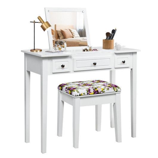 Vanity Dressing Table Set with Flip Top Mirror and 3 Drawers at Set Shop and Smile